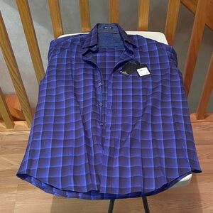 *New*Bugatchi long-sleeve dress shirt. Size:S (fits big) Color:Blue/Purple/Black